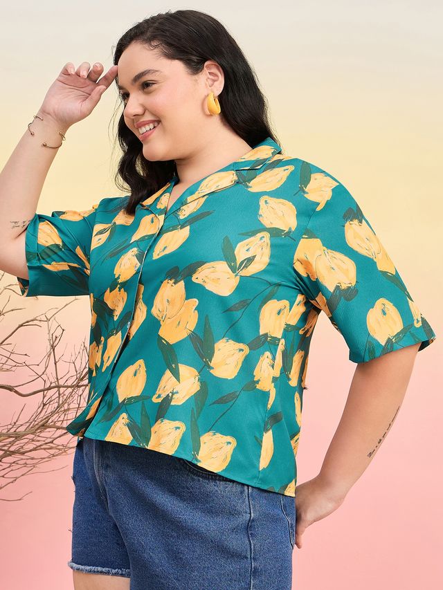 Relaxed Fit Cuban Collar Solid Casual Shirt