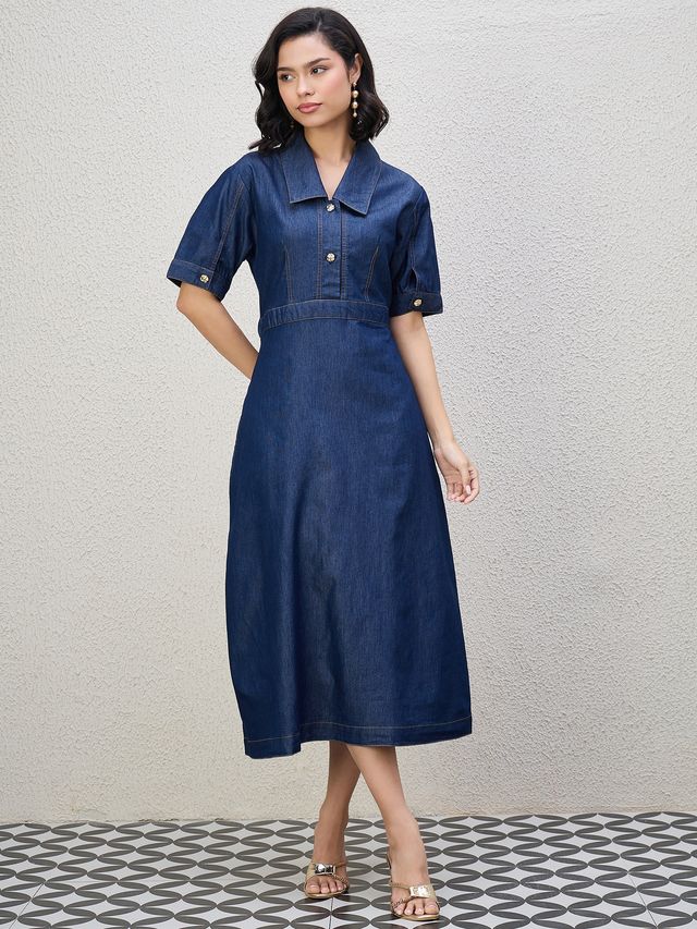 RIYA DENIM MIDI DRESS