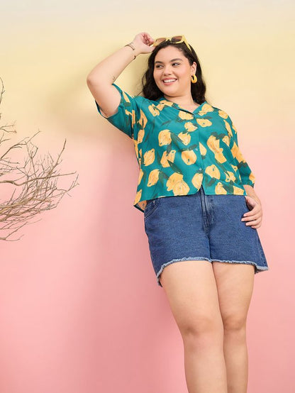 Relaxed Fit Cuban Collar Solid Casual Shirt