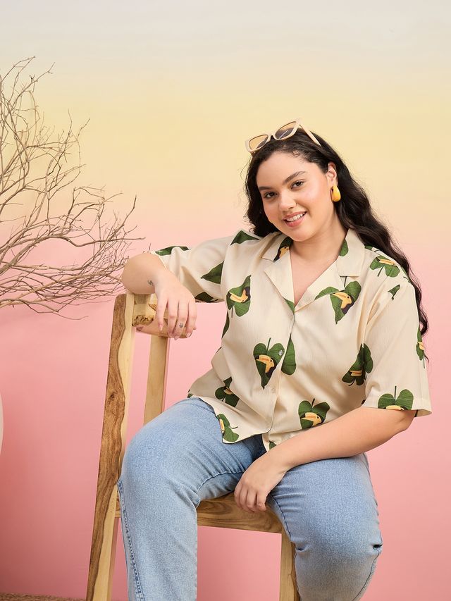 Relaxed Fit Cuban Collar Solid Casual Shirt