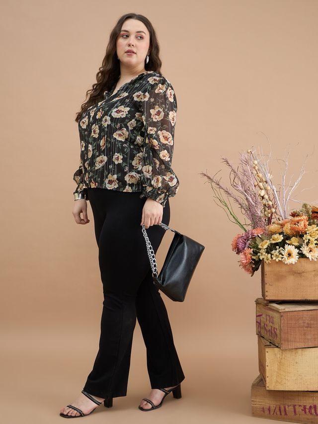 Women Plus Size Floral Printed Top