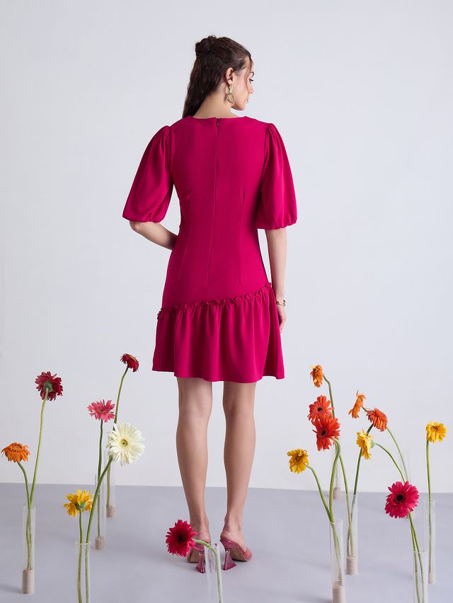 ASYMMETRICAL NECKLINE DRESS