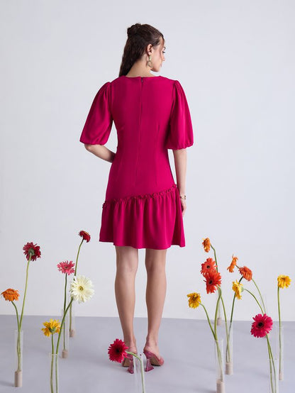 ASYMMETRICAL NECKLINE DRESS