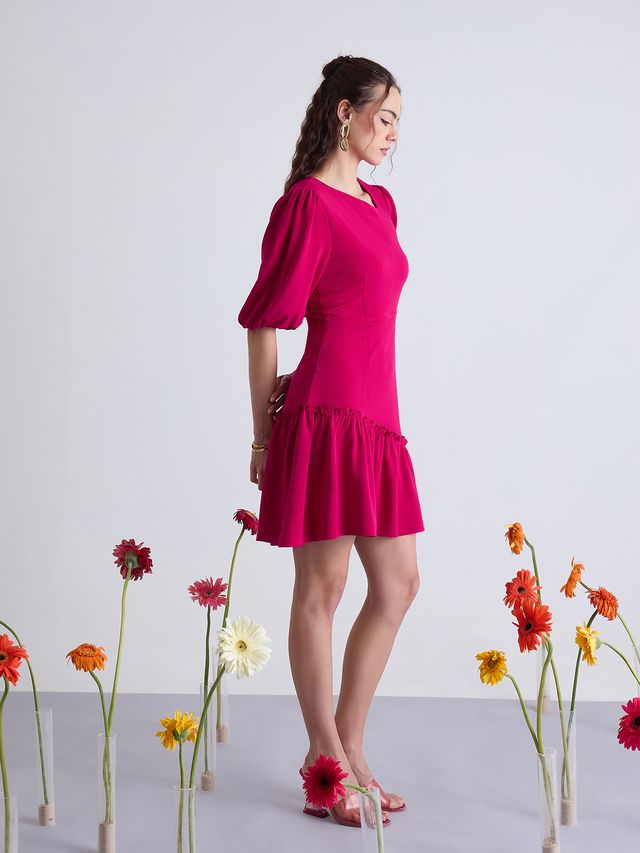 ASYMMETRICAL NECKLINE DRESS