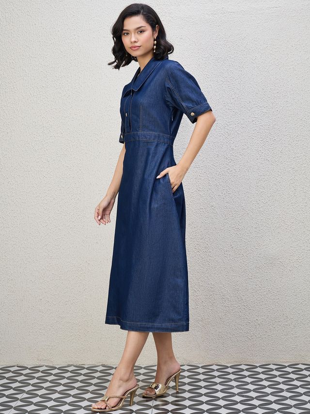 RIYA DENIM MIDI DRESS