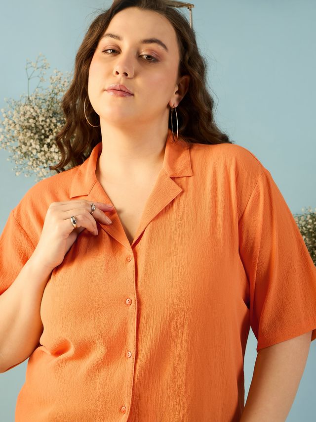 Relaxed Fit Cuban Collar Solid Casual Shirt