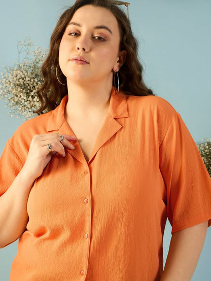 Relaxed Fit Cuban Collar Solid Casual Shirt