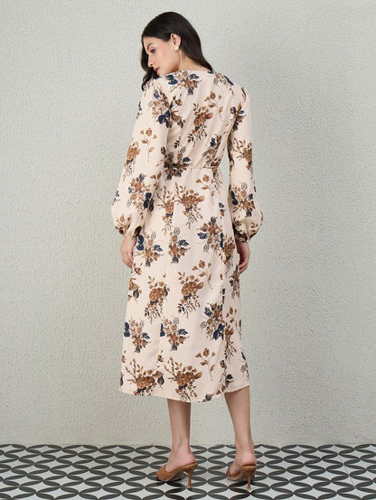 V-NECK A-LINE MIDI DRESS