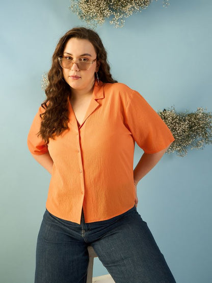 Relaxed Fit Cuban Collar Solid Casual Shirt