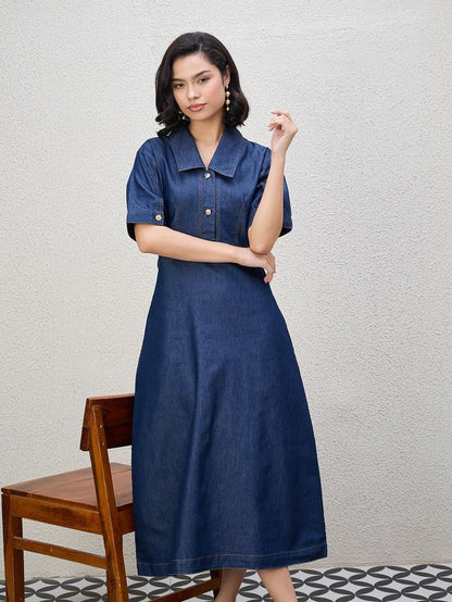 RIYA DENIM MIDI DRESS