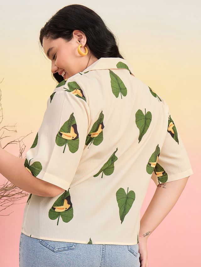 Relaxed Fit Cuban Collar Solid Casual Shirt