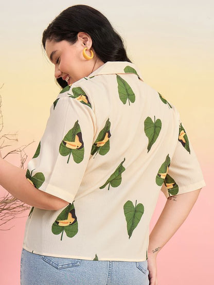 Relaxed Fit Cuban Collar Solid Casual Shirt