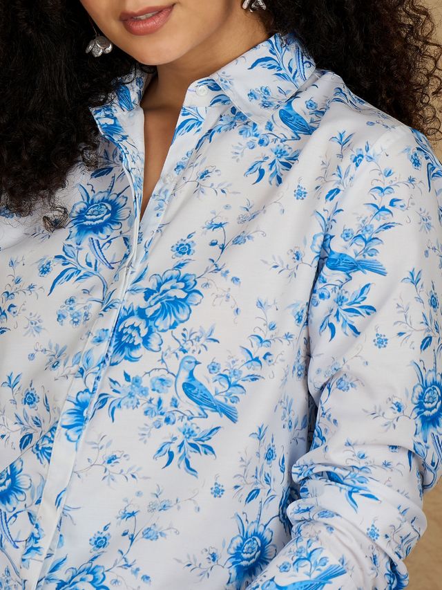 Comfort Fit Floral Printed Spread Collar Casual Shirt