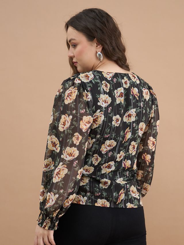 Women Plus Size Floral Printed Top