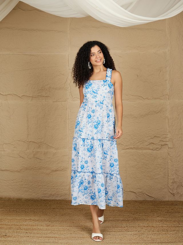 Tiered Fit and Flare Maxi Dress