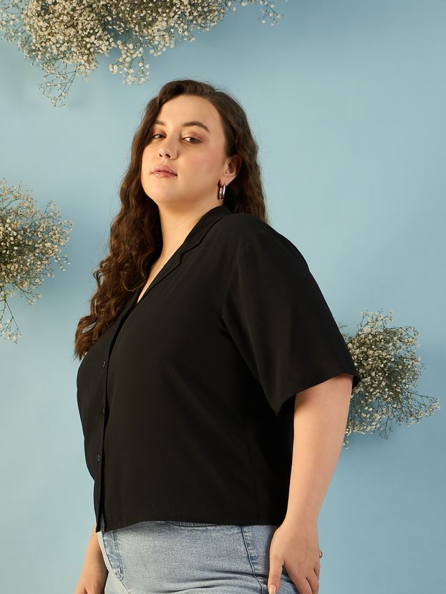 Relaxed Fit Cuban Collar Solid Casual Shirt