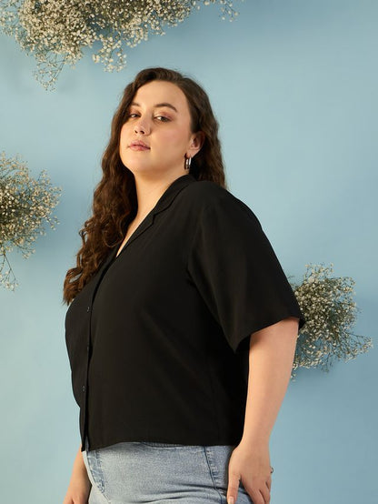 Relaxed Fit Cuban Collar Solid Casual Shirt