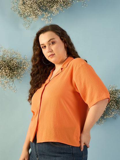 Relaxed Fit Cuban Collar Solid Casual Shirt